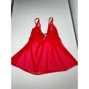 NWT Victoria’s Secret Babydoll Bohemian Lingerie Lace Victorian Style Sz 36D Red
